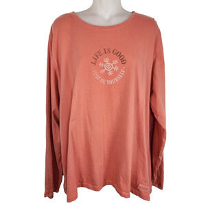 Life is Good Womens T Shirt XL Long Sleeve Snowflake Just Be Yourself Graphic